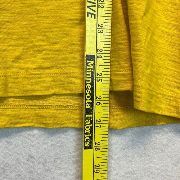 CHICO’S Gathered Sleeve Slub Top 3 (XL) Yellow Short elbow sleeve ruching Tee - Picture 6 of 11
